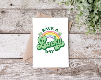 Lucky St Patricks Day Card, for Kids, for friends, Lucky Day Gift, Irish Greeting Cards, Teacher St Pattys Day, Irish Wishes, Shamrock Card