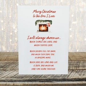 Christmas Card for the One I Love, Romantic Christmas Card, For Husband Xmas Card, Wife Christmas Card, I Choose You Card