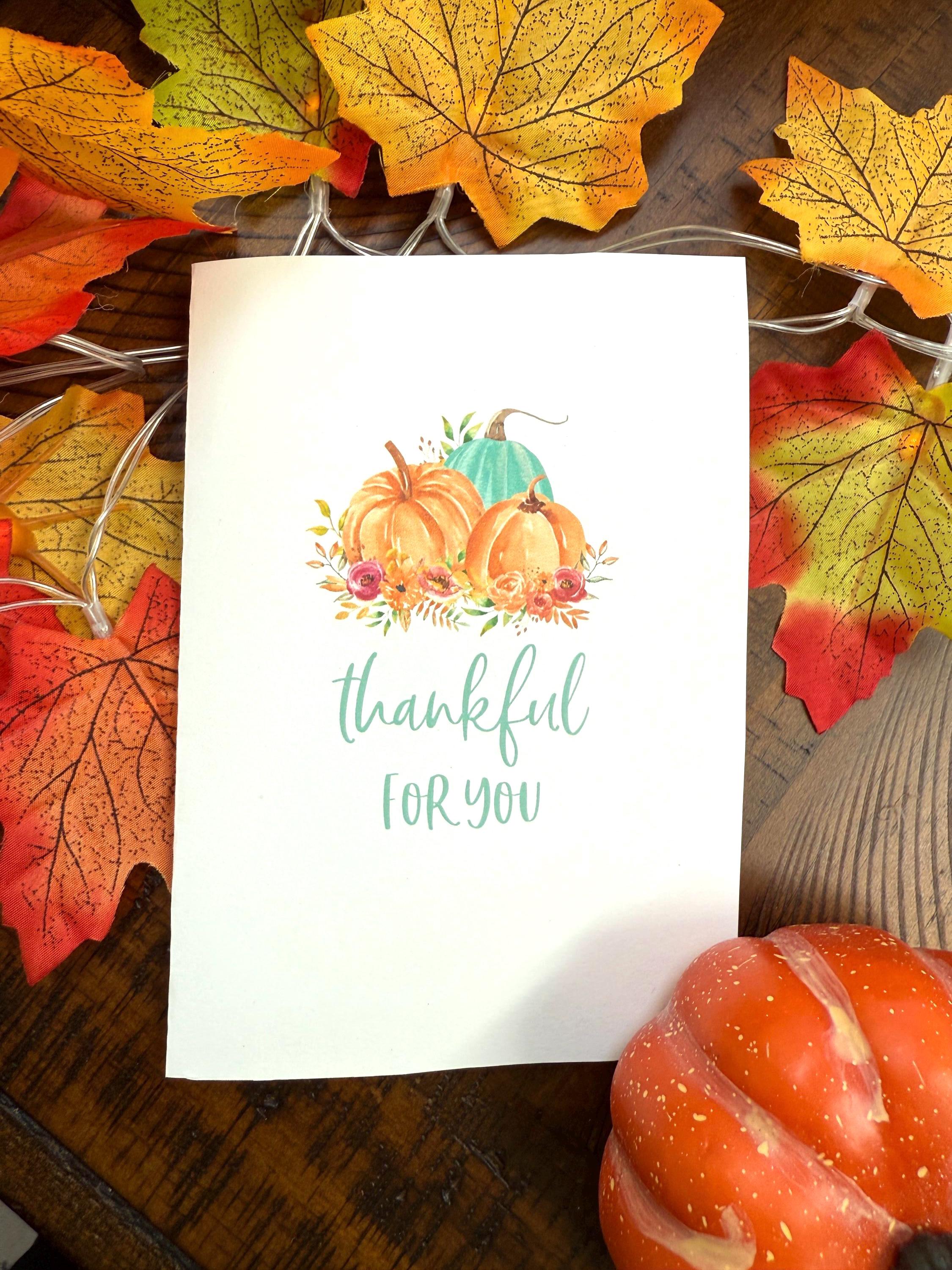 Fall Thank You Card, Printable Thanksgiving Greeting Card, Digital ...