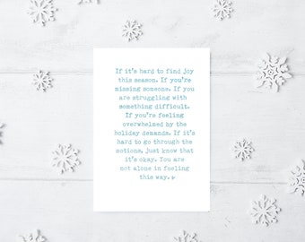 Sad Christmas Card, Holiday Grief, Empathy Card, Difficult Times, Hard Year, First Christmas Without Loved One, Thinking Of You, Get Well
