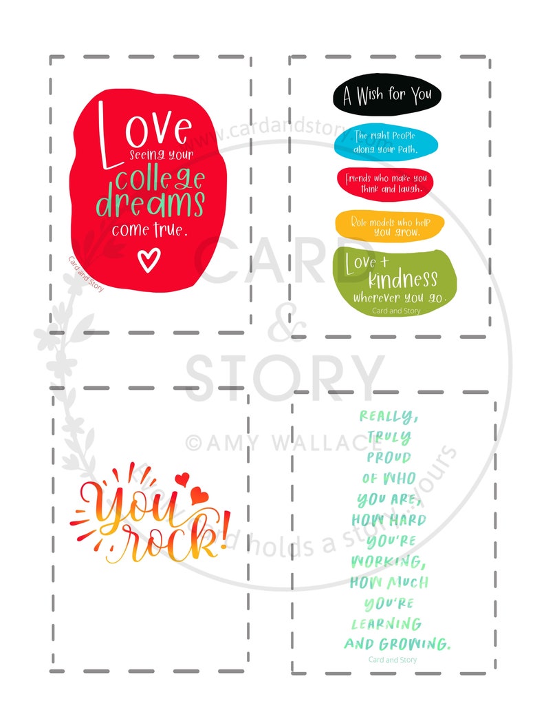 College Care Package Cards Printable College Encouragement Etsy