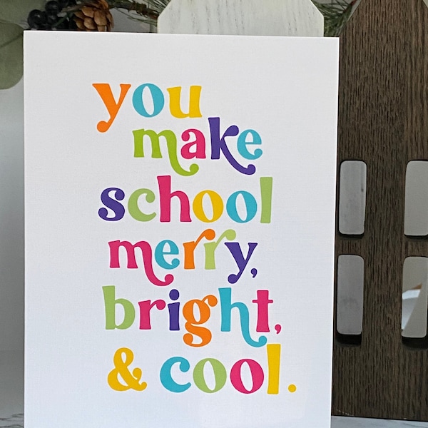 Christmas Card for Amazing Teacher, Holiday Gift for Teacher from Class, Principal Appreciation Gift, Teacher Assistant Gifts, School Nurse