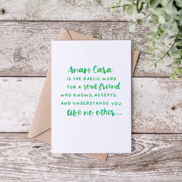 St Patricks Day Card for Best Friend, Anam Cara Gift, Soul Friend Thank You, Lucky Card