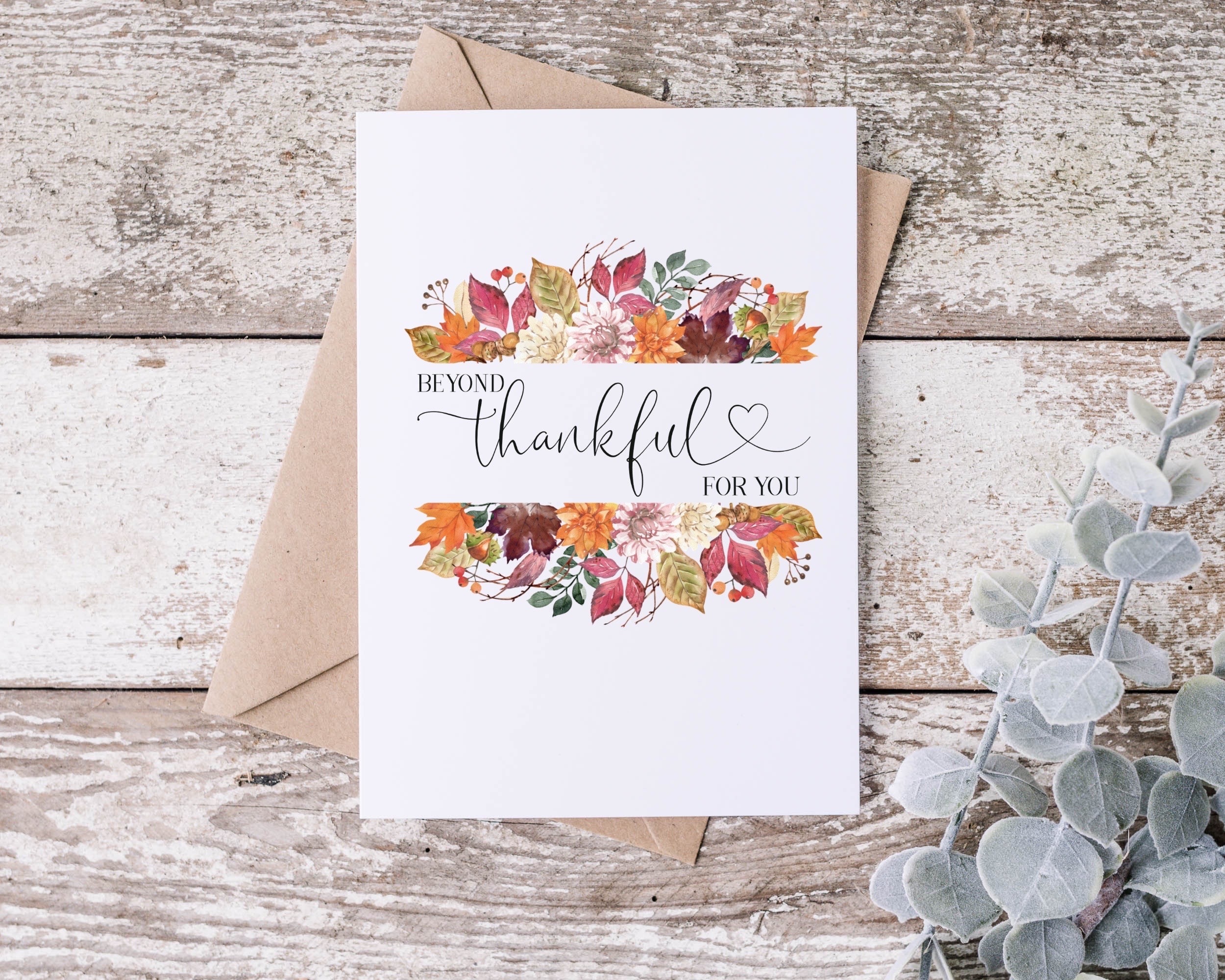 Fall Thank You Card: Thanksgiving Friendship, Grateful Card - Etsy