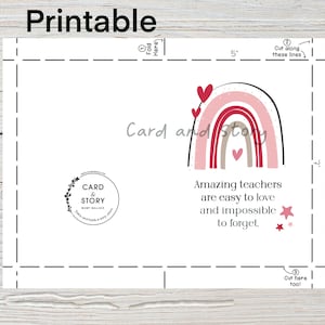 Printable Card for Teacher, Printable Classroom Valentines, Rainbow Teacher Gift, Teacher Valentine Gift, Digital Valentine Teacher