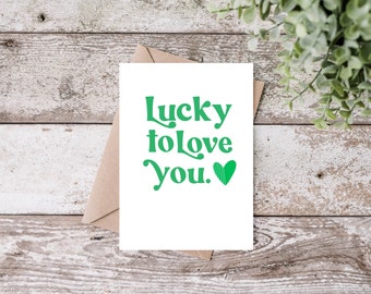 Lucky Card, St Patricks Day Card, Love You Card, St Pats Day Cards, St Pattys Day Gifts, St Patrick's Day Care Package, Lucky Card, For Kids