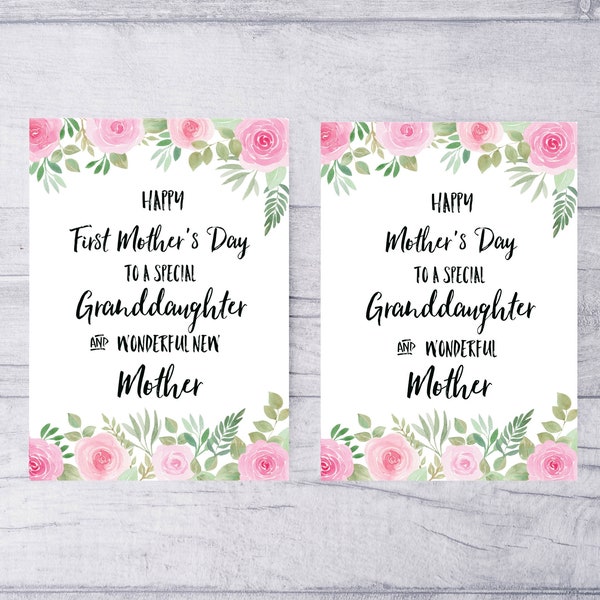 Granddaughter First Mother's Day Card, Mother's Day Card for Granddaughter, Granddaughter Card, From Grandmother, From Grandparents