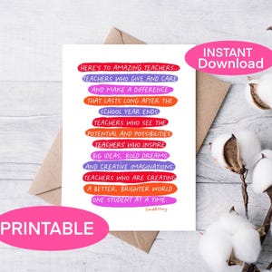 Lehrer-Valentinstagskarte, Druck zu Hause Sofortiger digitaler Download, druckbare Karte