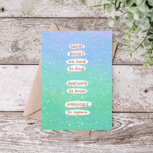 Boss&#39;s Day Card, Great Boss Gift, Boss Thank You Card, Card for Boss, Awesome Boss, Boss Day Card, Boss Appreciation Card, Boss Care Package