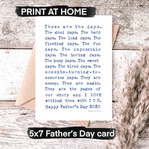 Carte de fête des pères pour mari, téléchargement numérique, impression à la maison, cadeau de fête des pères heureux pour partenaire, pour petit ami