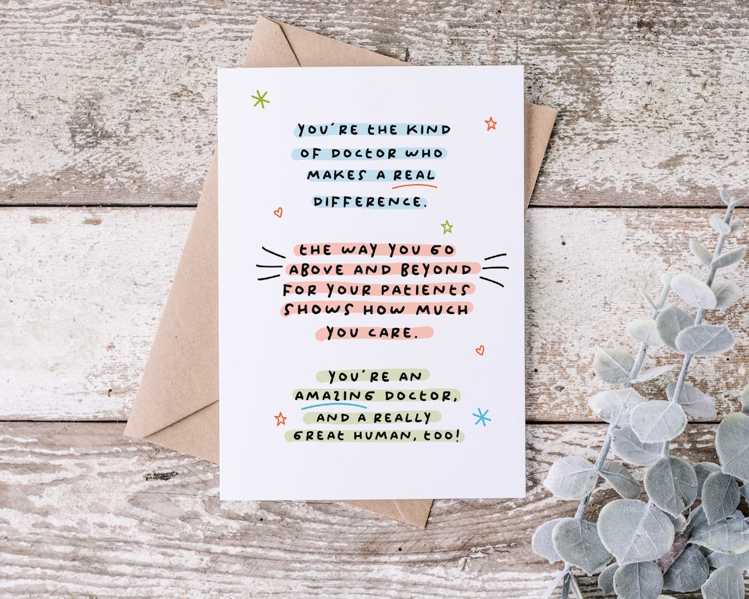 Thank You Card for Doctor, Thank You Gift, Doctor Birthday Card, Doctor
