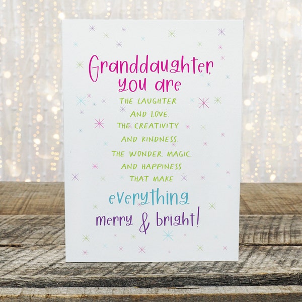 Granddaughter Christmas Card for Granddaughter, Christmas Gift for Granddaughters, To Granddaughter From Grandma,  From Grandma and Grandpa