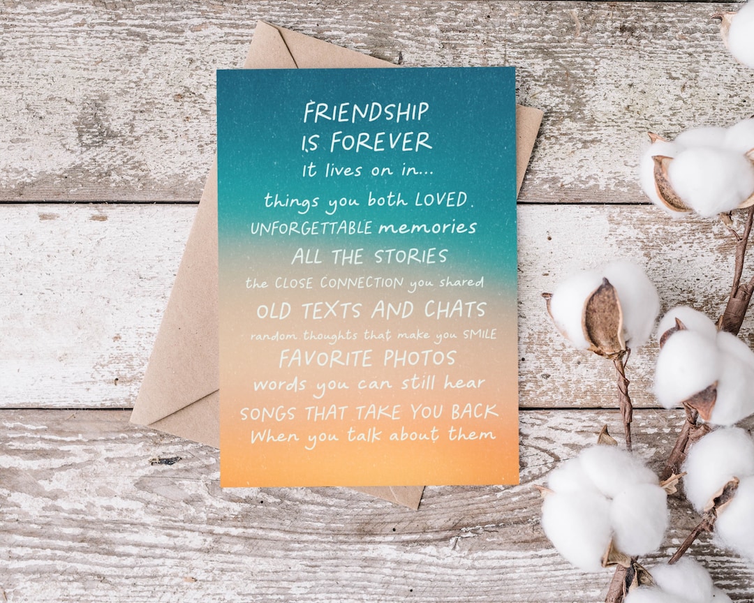 Loss of Friend Sympathy Card, Condolences Friends, Friend Died Gift, Sympathy Best Friend