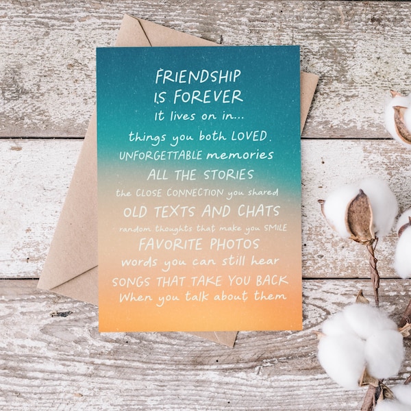 Loss of Friend Sympathy Card, Condolences Friends, Friend Died Gift, Sympathy Best Friend, Friend Sympathy Gift, Sorry for Your Loss Gift