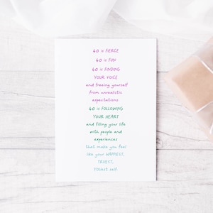 40th Birthday Card for Women, for best friend, Forty Birthday, Sister 40th, for daughter, for her, 40 Birthday Gifts
