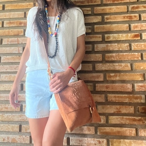 Brown leather-suede-skin bag // Leather shoulder bag // Made in Italy bag// Brown leather shoulder bag // Hippie chic bag//