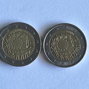Lot x 2 COINS OF 2 EUROS Commemorative 1985-2015- 30 years Flag of the European Union / European coins / collectible coins