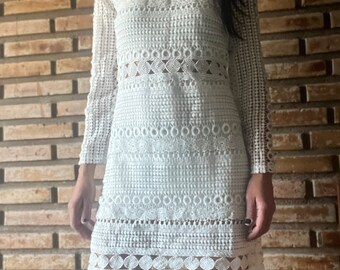 Openwork white dress/ Cocktail dress/ Summer dress/ Ibizenco party dress/ Summer dress/ Bohemian chic dress