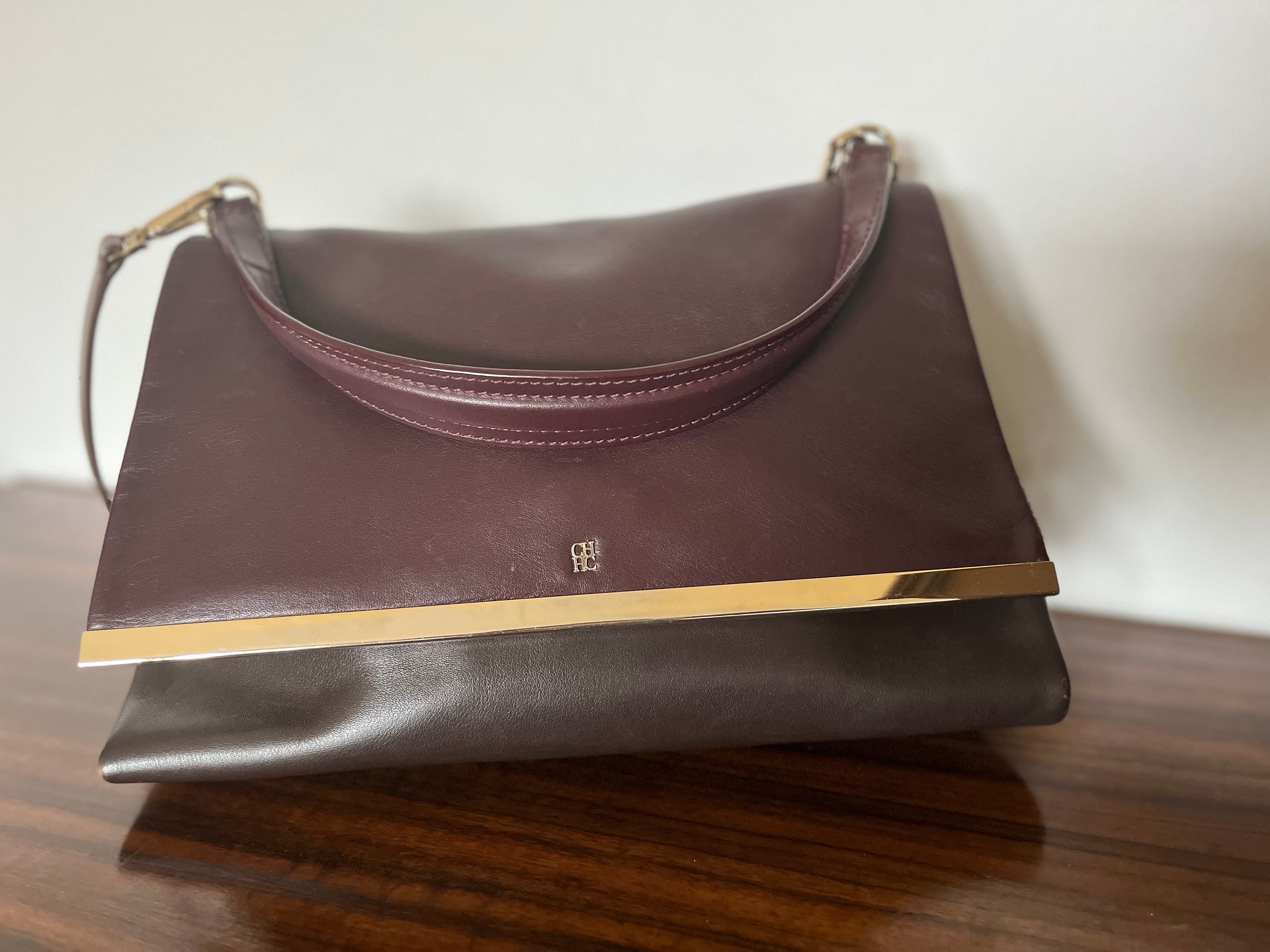 Carolina Herrera Bag / Made in Spain / Burgundy and Brown Bag 