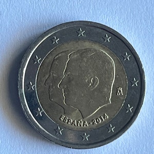 Commemorative 2 Euro Coin SPAIN 2014 - Kings Felipe VI and Don Juan Carlos / Collectible European Coin / Spain Coin