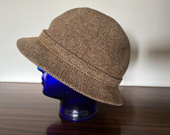 Vintage KANGOL hat, brown tweed hat, Made in England, wool hat