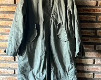 G-STAR Raw Trench Khaki green long trench coat size L// G STAR Men's Waterproof Jacket// Short wind trench with hood