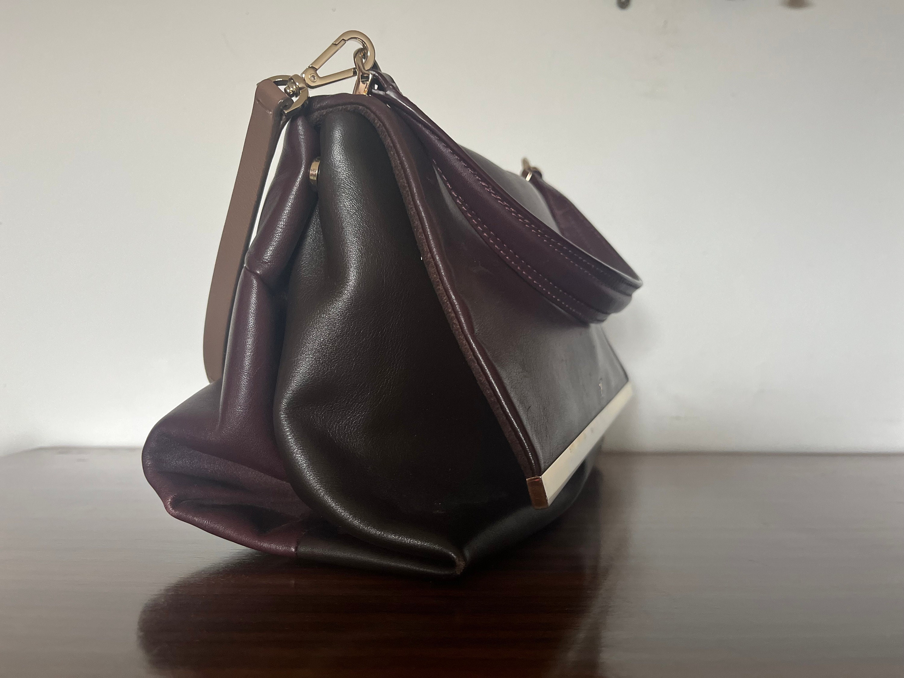 Carolina Herrera Bag / Made in Spain / Burgundy and Brown Bag 