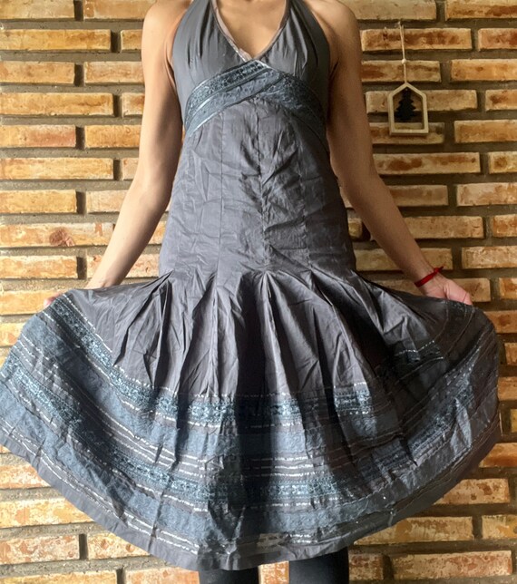 Vestido cuello halter  Made in Italy, vestido gri… - image 1
