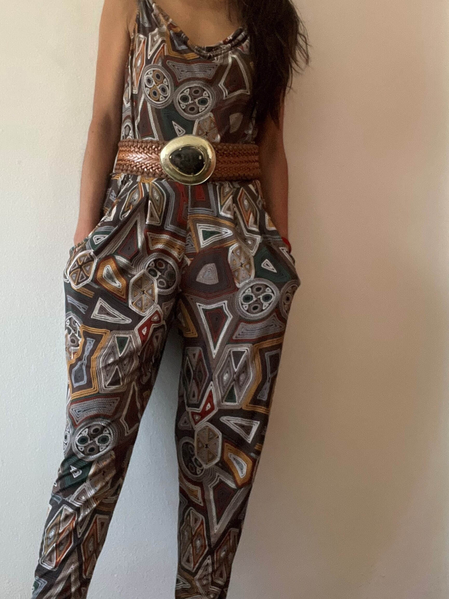 Printed jumpsuit / one piece jumpsuit/ strap jumpsuit/ Abstract printed jumpsuit/ summer jumpsuit
