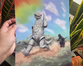 Running around | MechaGodzilla & Godzilla 8x10” Print