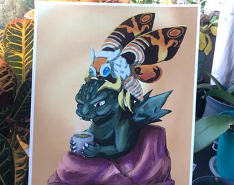 Best Friends Godzilla and Mothra 8x10” Print