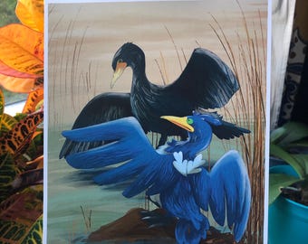 A Cramorant and a Cormorant 8x10” Print