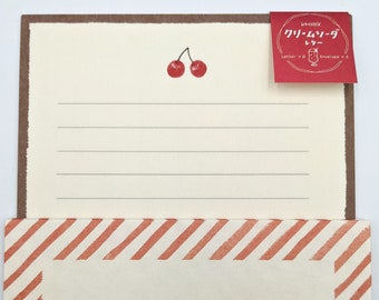 Retro diary letter writing set < cream soda / cherry> / Furukawashiko / food paper / Writing paper /Japanese stationary