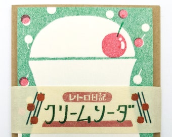 Mini letter writing set <Cram soda> / Furukawashiko / Food design / Writing paper / Washi paper / Japanese stationary