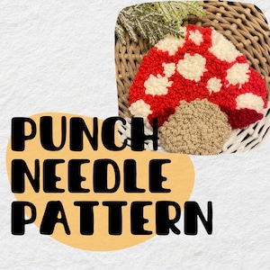 Punch Needle Patterns for Beginners | Mushroom Mug Rug | Needle Punch Embroidery File