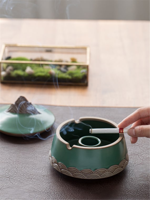 Ceramic ashtray with lid/vintage ashtray/ceramic Etsy