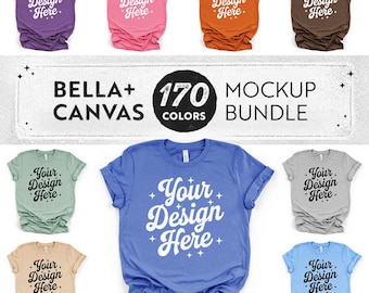 170 Colors: Bella+Canvas 3001 Front & Back Mockup Bundle Vol. 1 | BC 3001 Flat Lay T-Shirt Mockups | With and Without Tag (Digital Download)