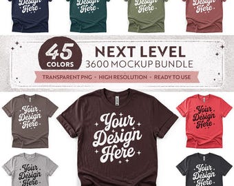 45 Colors: Next Level 3600 Front & Back Mockup Bundle Vol 1 | NL 3600 Flat Lay T-Shirt Mockups | With and Without Tag (Digital Download)