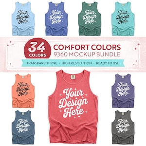 34 färger: Comfort Colors 9360 Mockup-paket fram och bak, volym 1 | SCC 9360 Mockups för platta linnen | Med utan etikett (digital nedladdning)