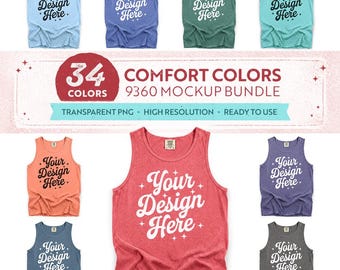 34 Colors: Comfort Colors 9360 Front & Back Mockup Bundle Vol 1 | СC 9360 Flat Lay Tank Top Mockups | With Without Tag (Digital Download)
