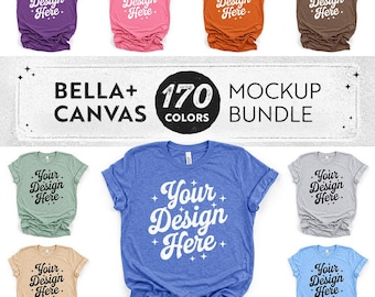 170 Colors: Bella+Canvas 3001 Front & Back Mockup Bundle Vol. 1 | BC 3001 Flat Lay T-Shirt Mockups | With and Without Tag (Digital Download)