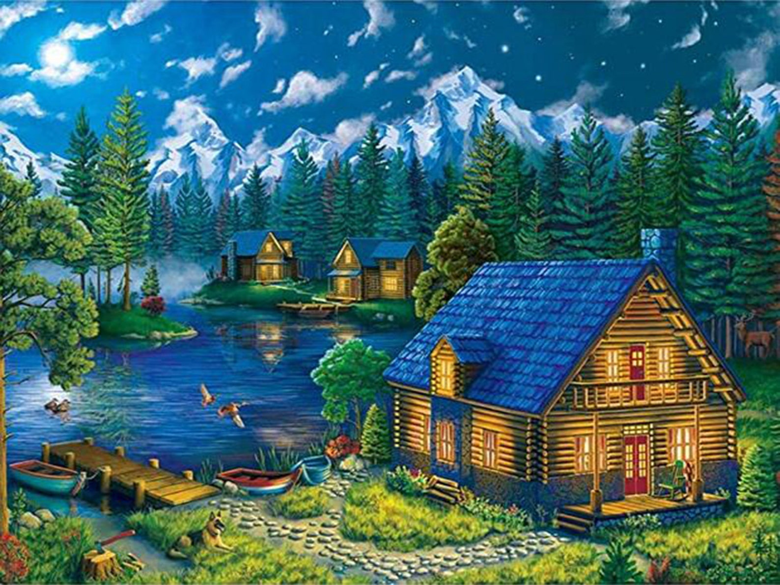5D Diamond Painting Lakeside Cabin Kits Full Square | Etsy
