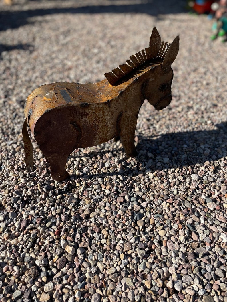 Metal Donkey Metal Garden Sculpture Donkey Garden Decor Etsy