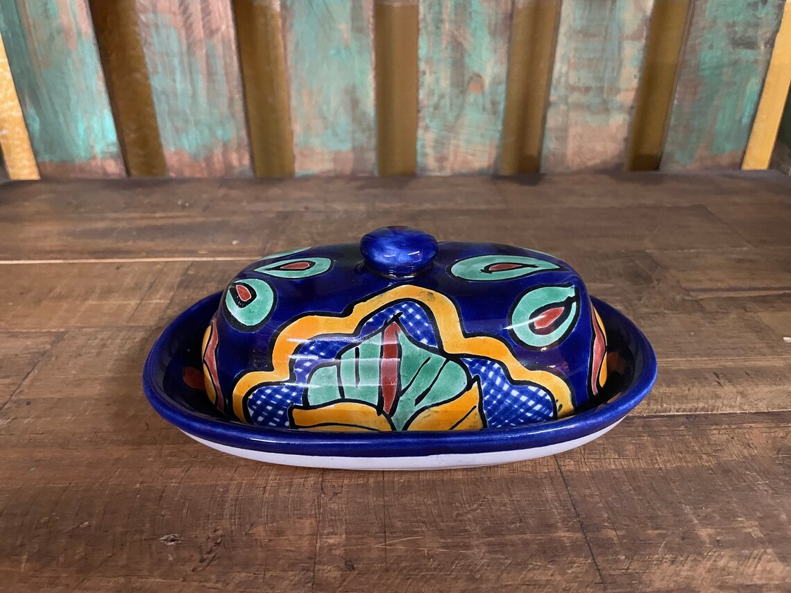 Talavera Butter Dish Handmade Mexican Pottery Kitchen Decor Etsy
