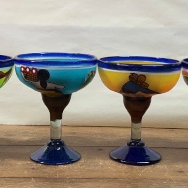 Hand Painted Margarita Glass