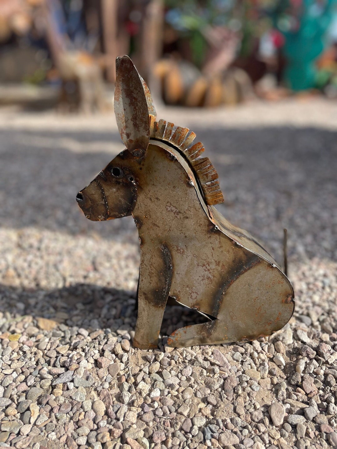 Metal Donkey Metal Garden Sculpture Donkey Garden Decor Etsy