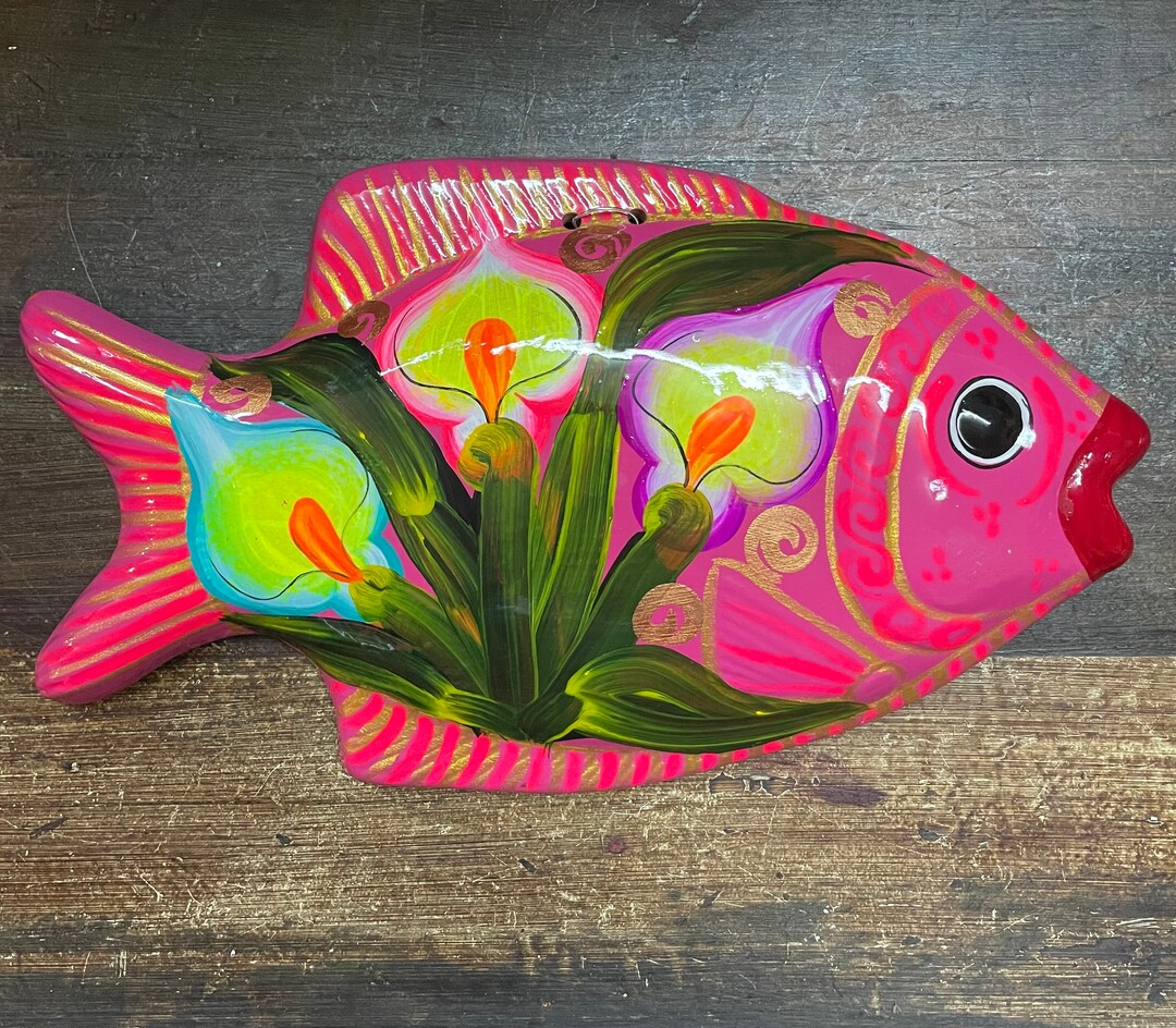 Guerrero Hand Painted Fish Mexico Pottery Ceramic Multi Etsy