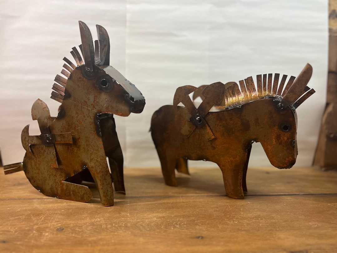 Metal Donkey, Metal Garden Sculpture, Donkey, Garden Decor, Donkey