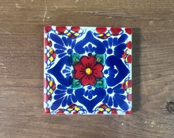 Mexico Ceramic Tile, 2X2, Handmade, Arizona Desert, Home Decor, Talavera Coaster, Desert