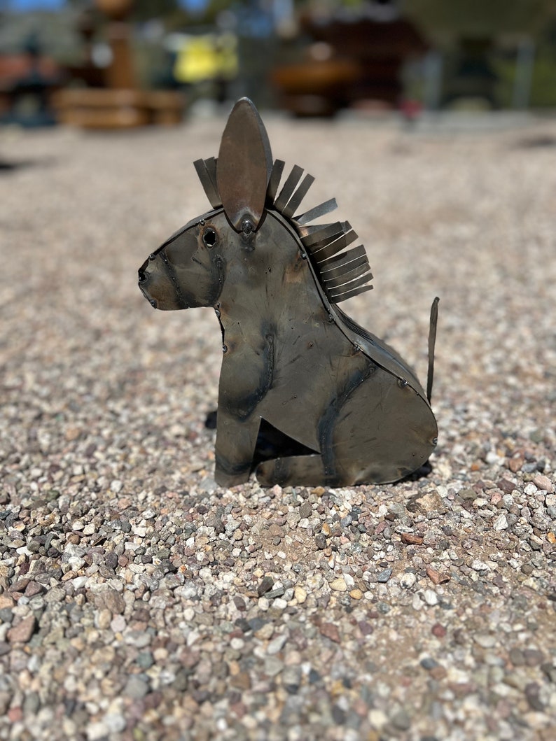 Metal Donkey Metal Garden Sculpture Donkey Garden Decor Etsy